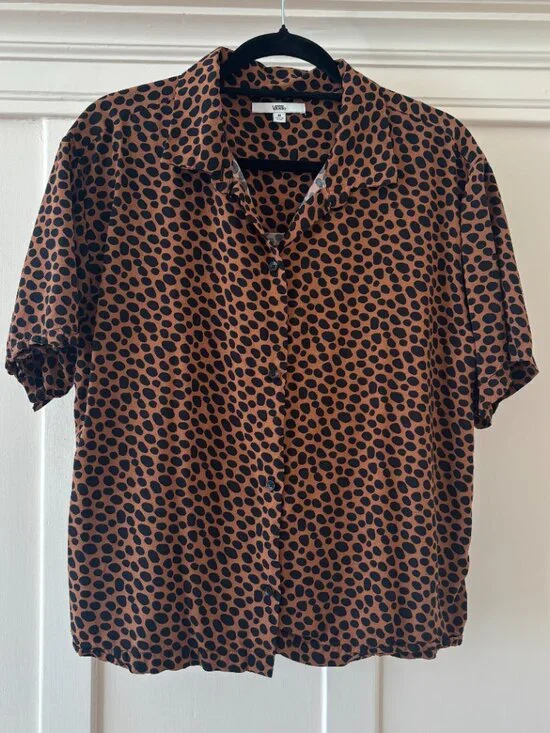 Van's Polka Dot Indie Sleaze Animal Print Short Sleeve Button Down - Picture 3 of 5